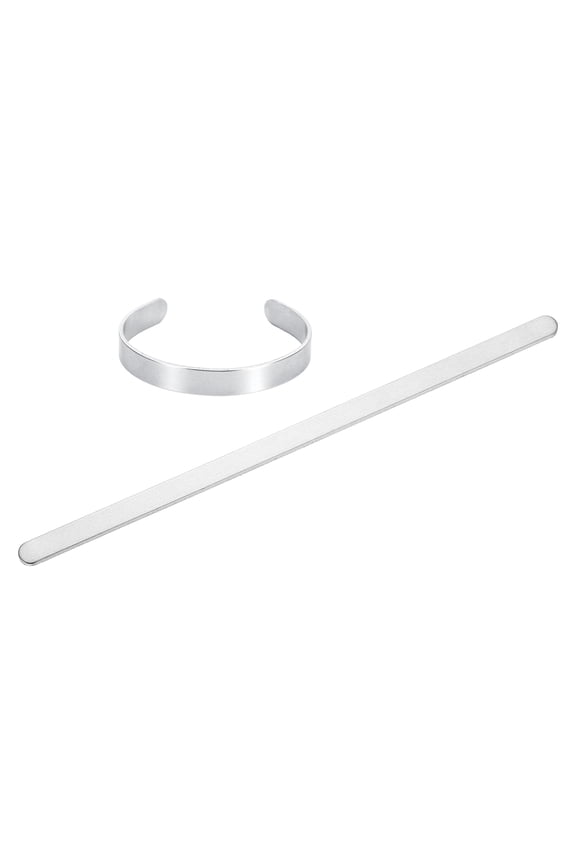 2 Pcs Bracelet Blanks 1/4" x 6" Aluminum Stamping Bangle Blanks, Silver