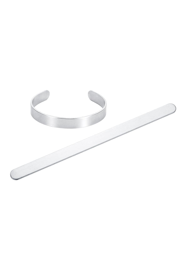 2 Pcs Bracelet Blanks 3/8" x 6" Aluminum Stamping Bangle Blanks, Silver