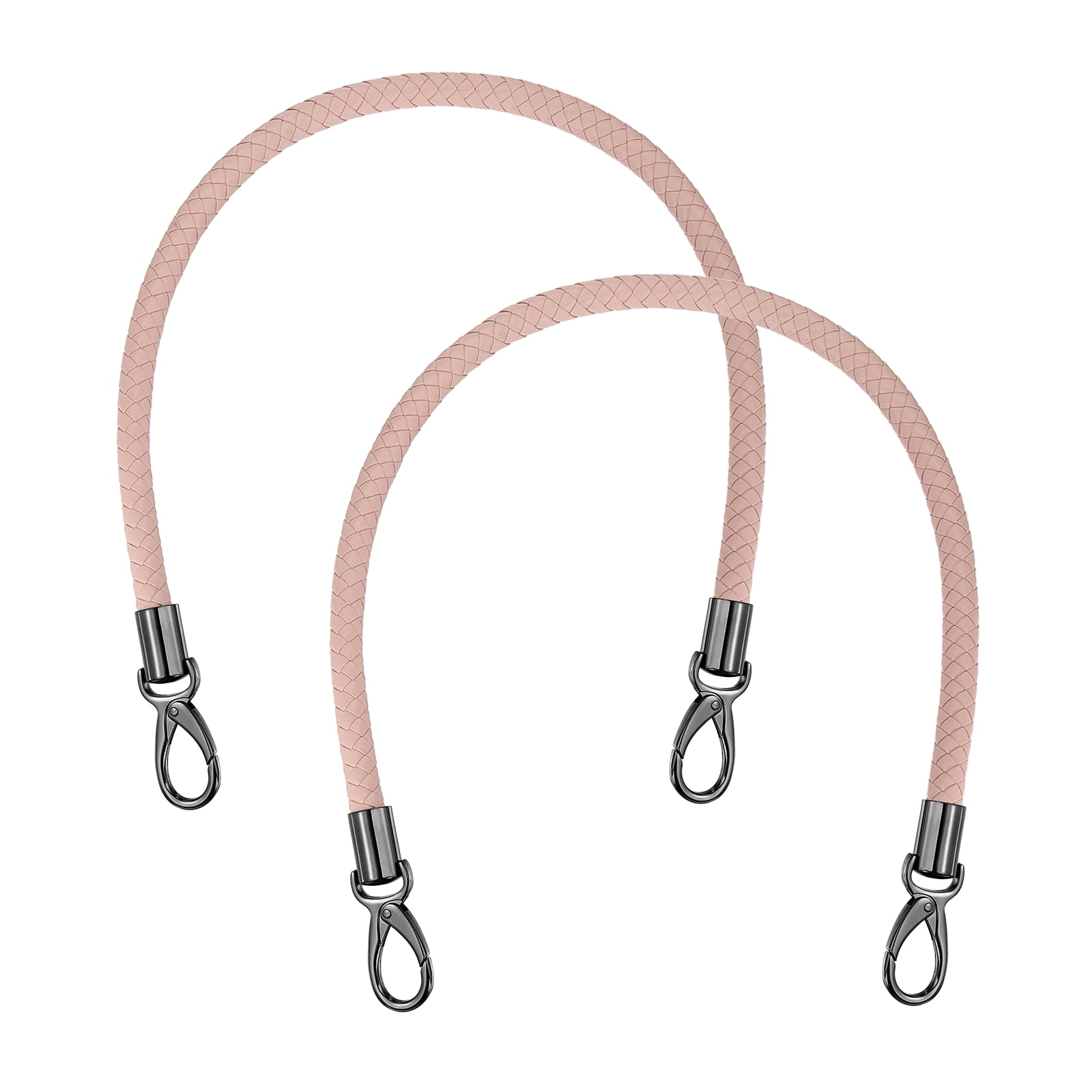 Uxcell 2 Pcs Braided Purse Strap, 25.6 Inch PU Leather Purse Strap Handle Replacement for Handbag Tote Underarm Bag Making (Smoky Pink)