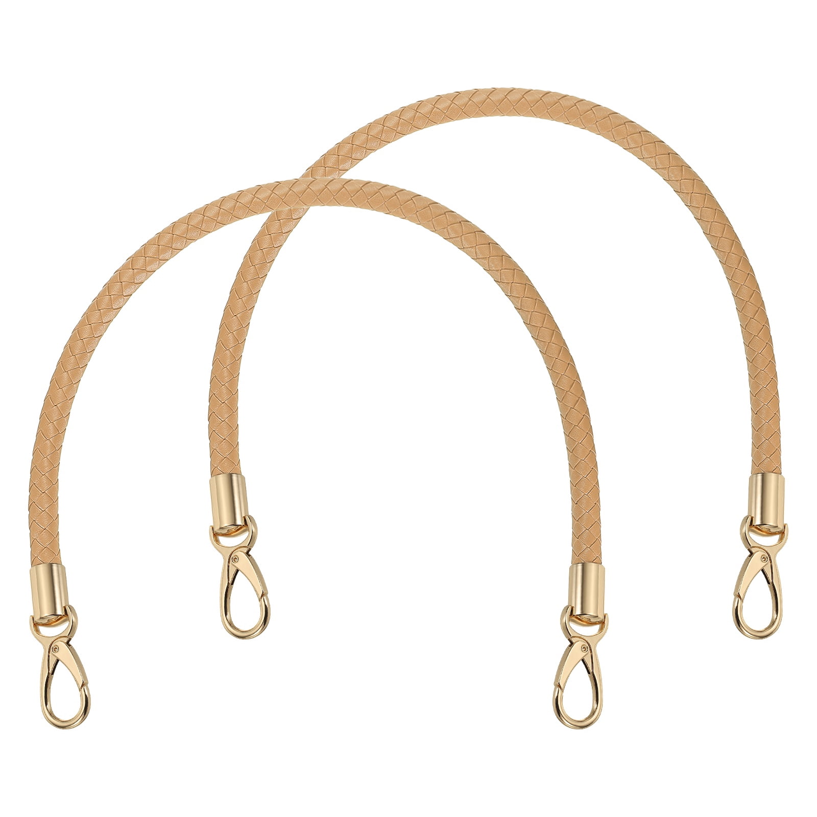 Uxcell 2 Pcs Braided Purse Strap, 65cm 25.6" PU Leather Shoulder Purse Strap for Handbag Bag Handle Replacement for DIY Making Handbag Underarm Bag, Apricot (Light Gold Buckle)