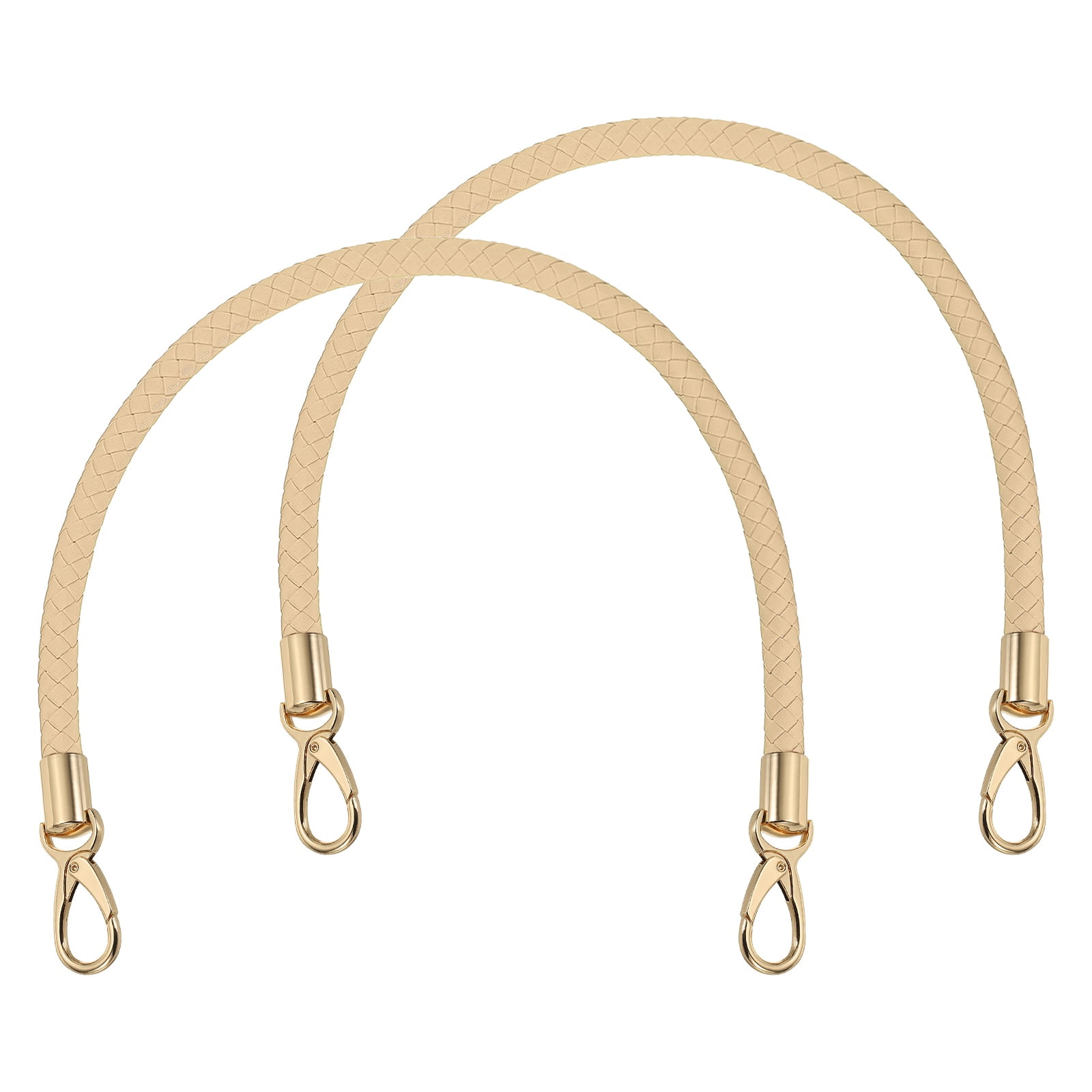 Uxcell 2 Pcs Braided Purse Strap, 65cm 25.6" PU Leather Shoulder Purse Strap for Handbag Bag Handle Replacement for DIY Making Handbag Underarm Bag, Beige Apricot (Light Gold Buckle)