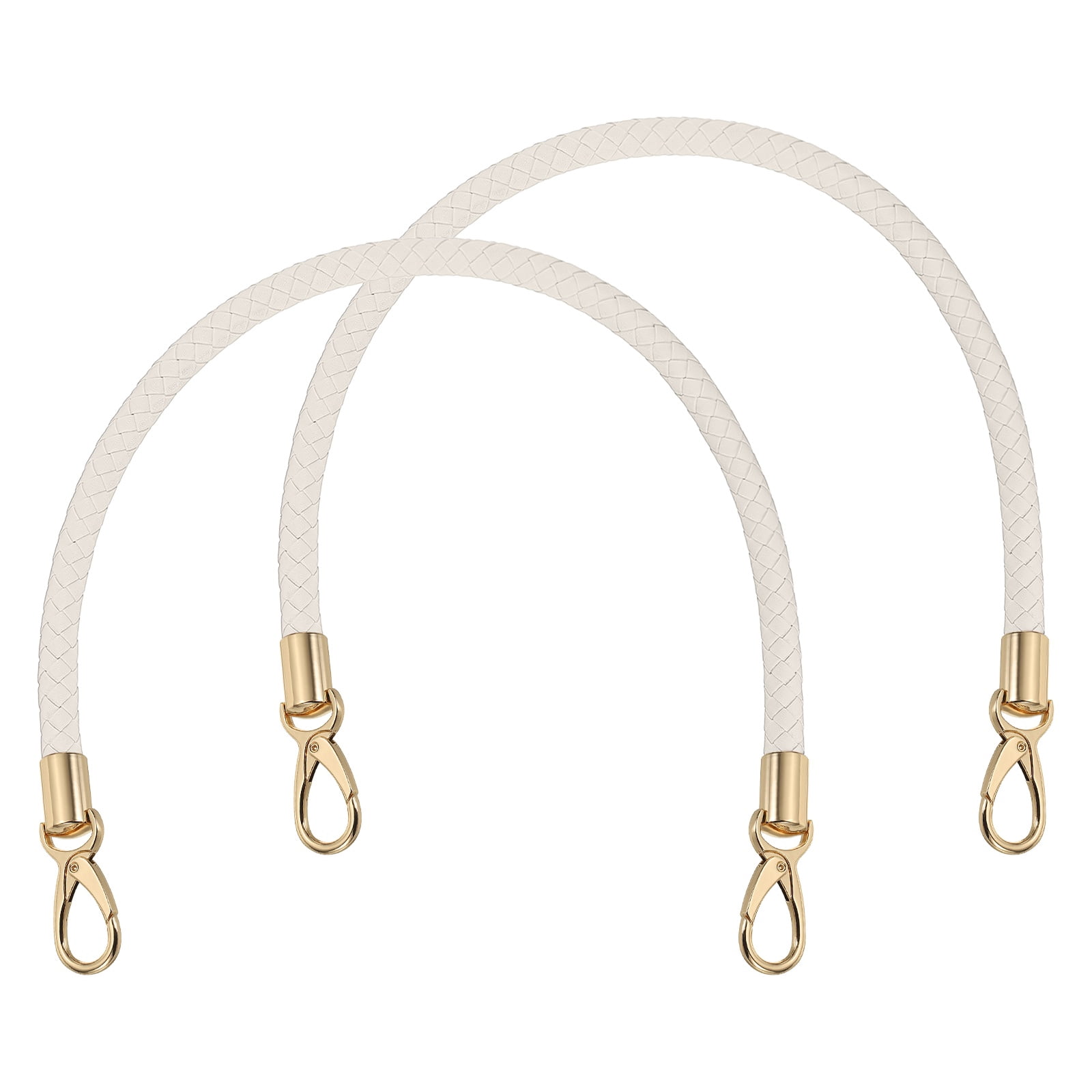Uxcell 2 Pcs Braided Purse Strap, 65cm 25.6" PU Leather Shoulder Purse Strap for Handbag Bag Handle Replacement for DIY Making Handbag Underarm Bag, Beige (Light Gold Buckle)
