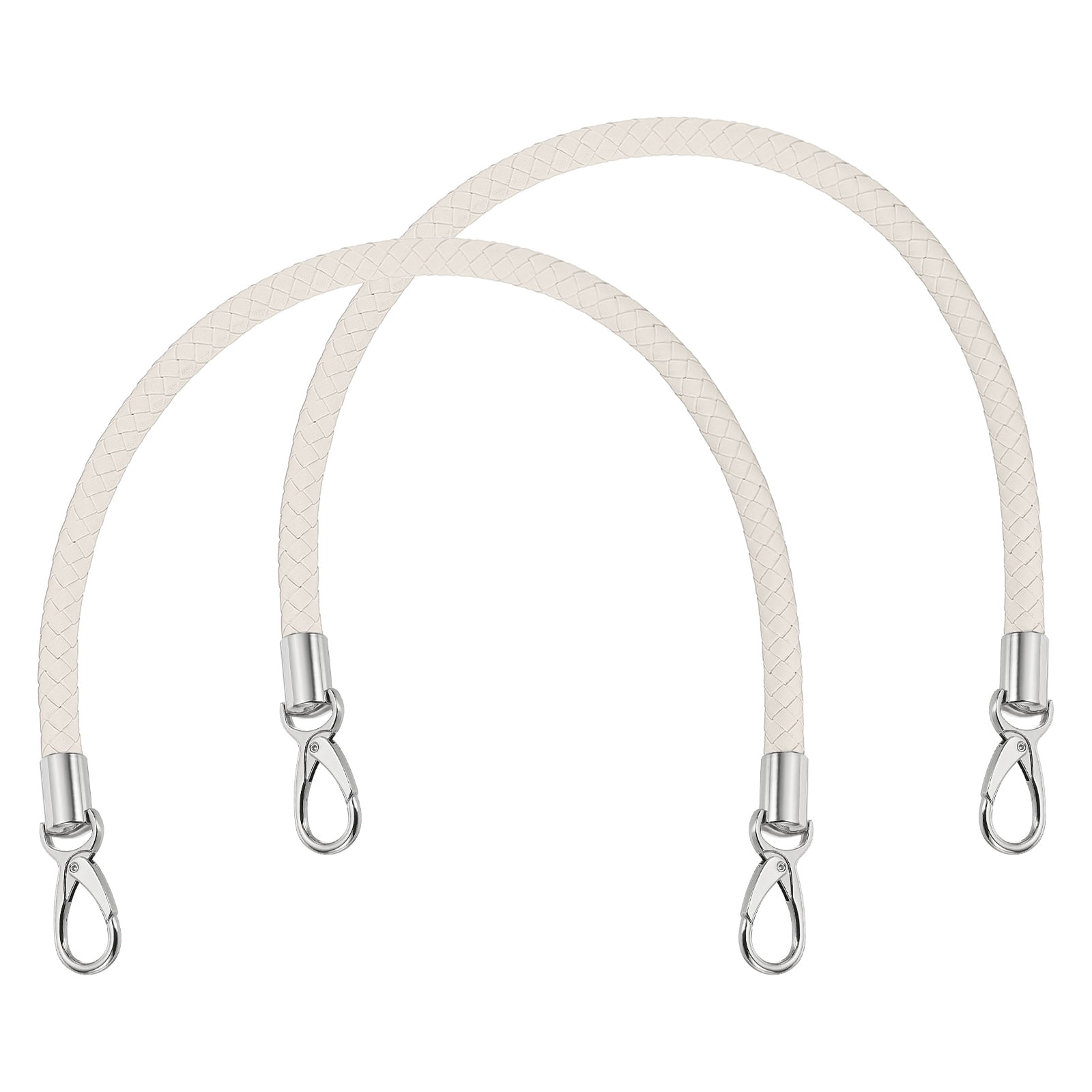 Uxcell 2 Pcs Braided Purse Strap, 65cm 25.6" PU Leather Shoulder Purse Strap for Handbag Bag Handle Replacement for DIY Making Handbag Underarm Bag, Beige (Silver Buckle)