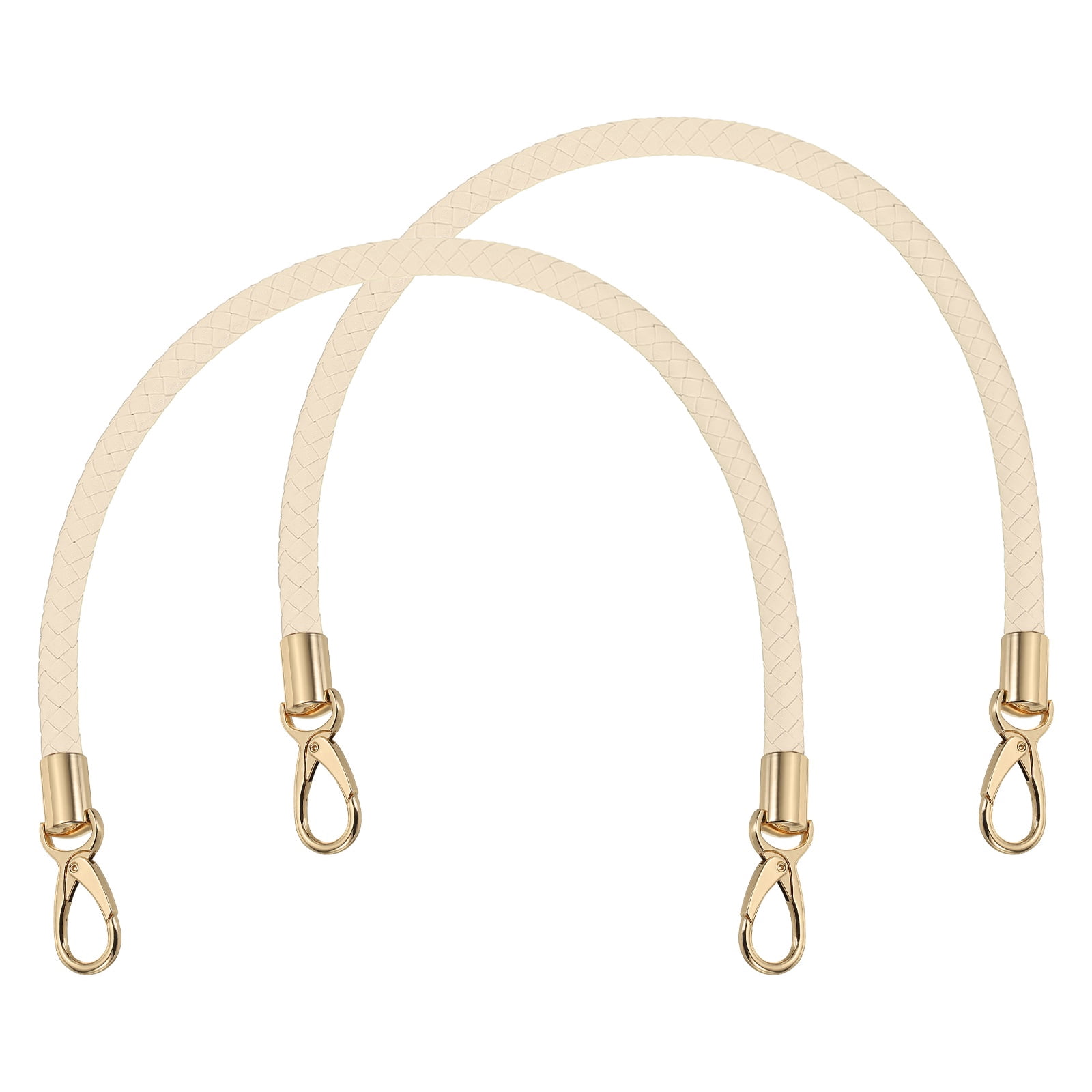 Uxcell 2 Pcs Braided Purse Strap, 65cm 25.6" PU Leather Shoulder Purse Strap for Handbag Bag Handle Replacement for DIY Making Handbag Underarm Bag, Beige Yellow (Light Gold Buckle)