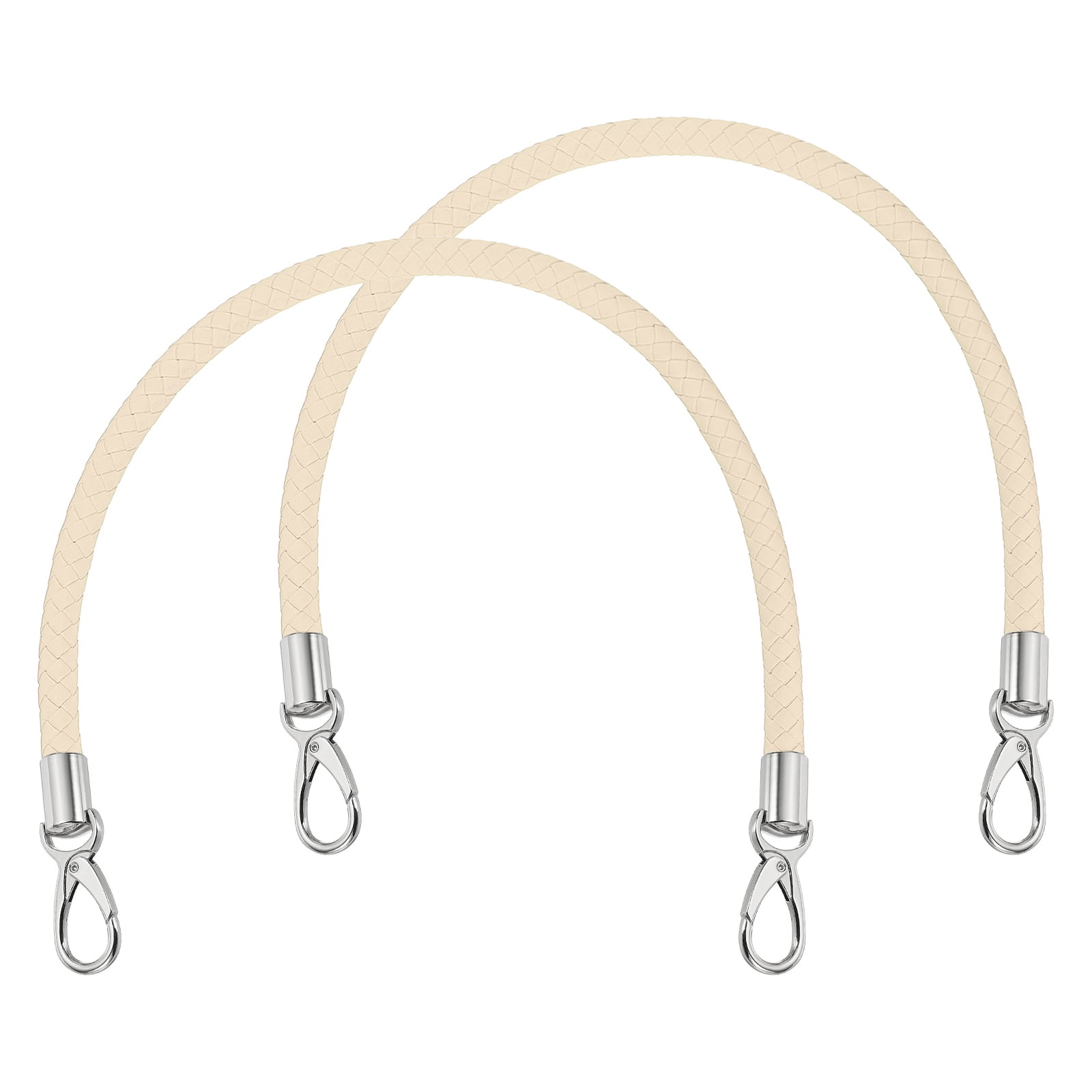 Uxcell 2 Pcs Braided Purse Strap, 65cm 25.6" PU Leather Shoulder Purse Strap for Handbag Bag Handle Replacement for DIY Making Handbag Underarm Bag, Beige Yellow (Silver Buckle)