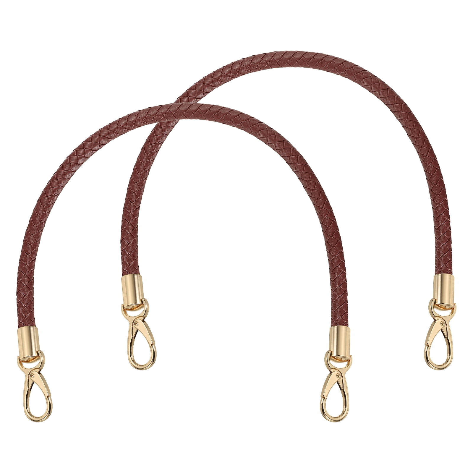 Uxcell 2 Pcs Braided Purse Strap, 65cm 25.6" PU Leather Shoulder Purse Strap for Handbag Bag Handle Replacement for DIY Making Handbag Underarm Bag, Brown (Light Gold Buckle)