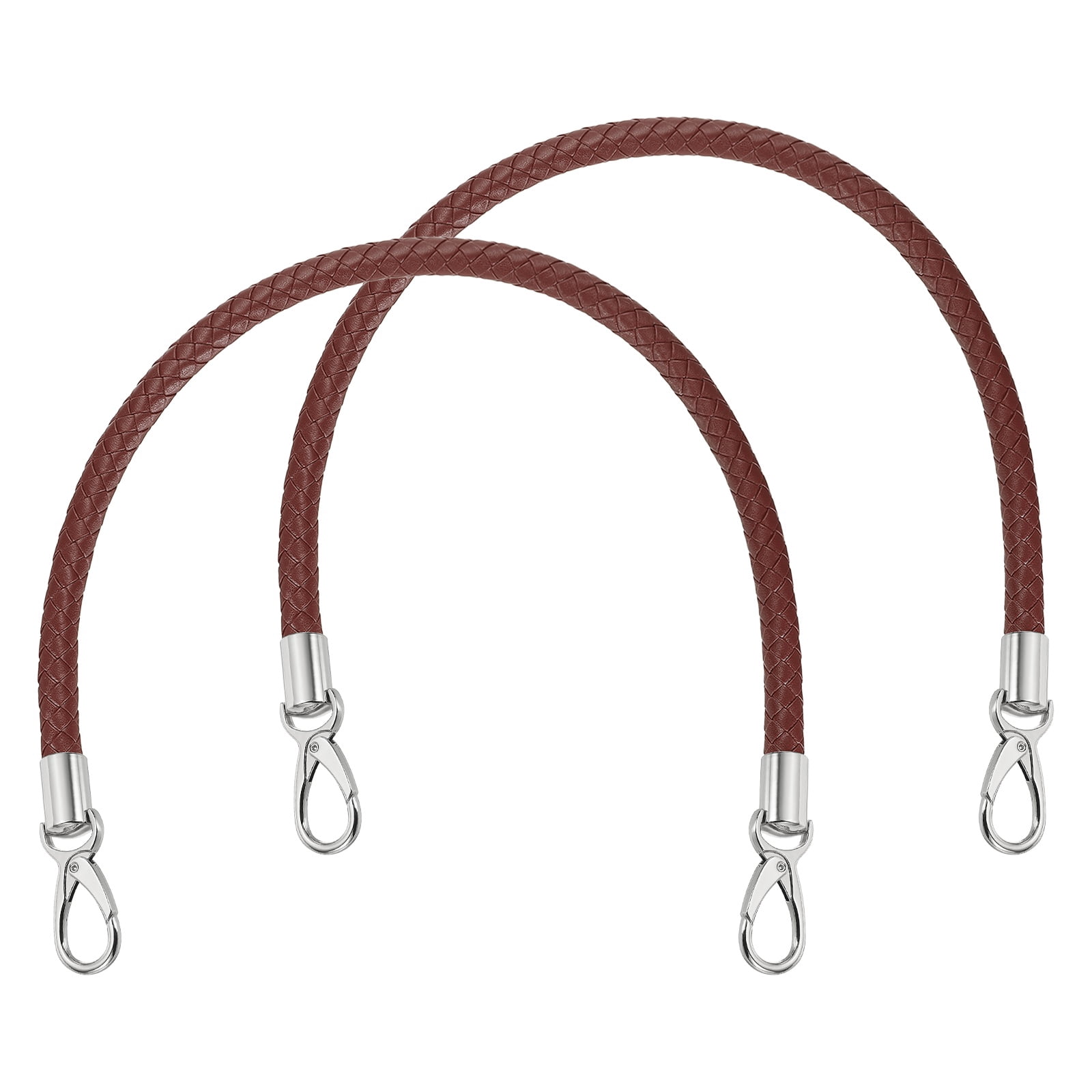 Uxcell 2 Pcs Braided Purse Strap, 65cm 25.6" PU Leather Shoulder Purse Strap for Handbag Bag Handle Replacement for DIY Making Handbag Underarm Bag, Brown (Silver Buckle)