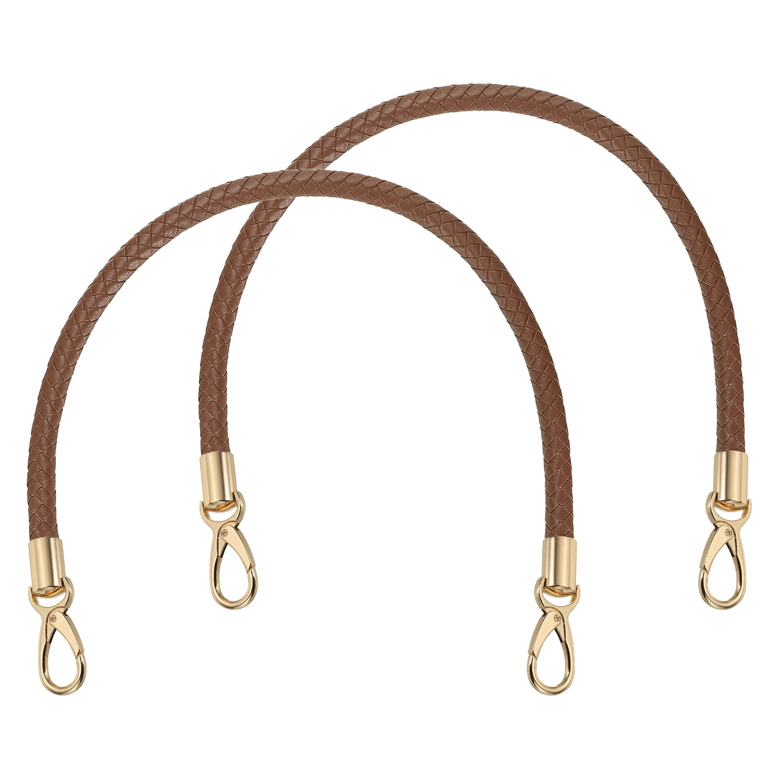 Uxcell 2 Pcs Braided Purse Strap, 65cm 25.6" PU Leather Shoulder Purse Strap for Handbag Bag Handle Replacement for DIY Making Handbag Underarm Bag, Coffee (Light Gold Buckle)