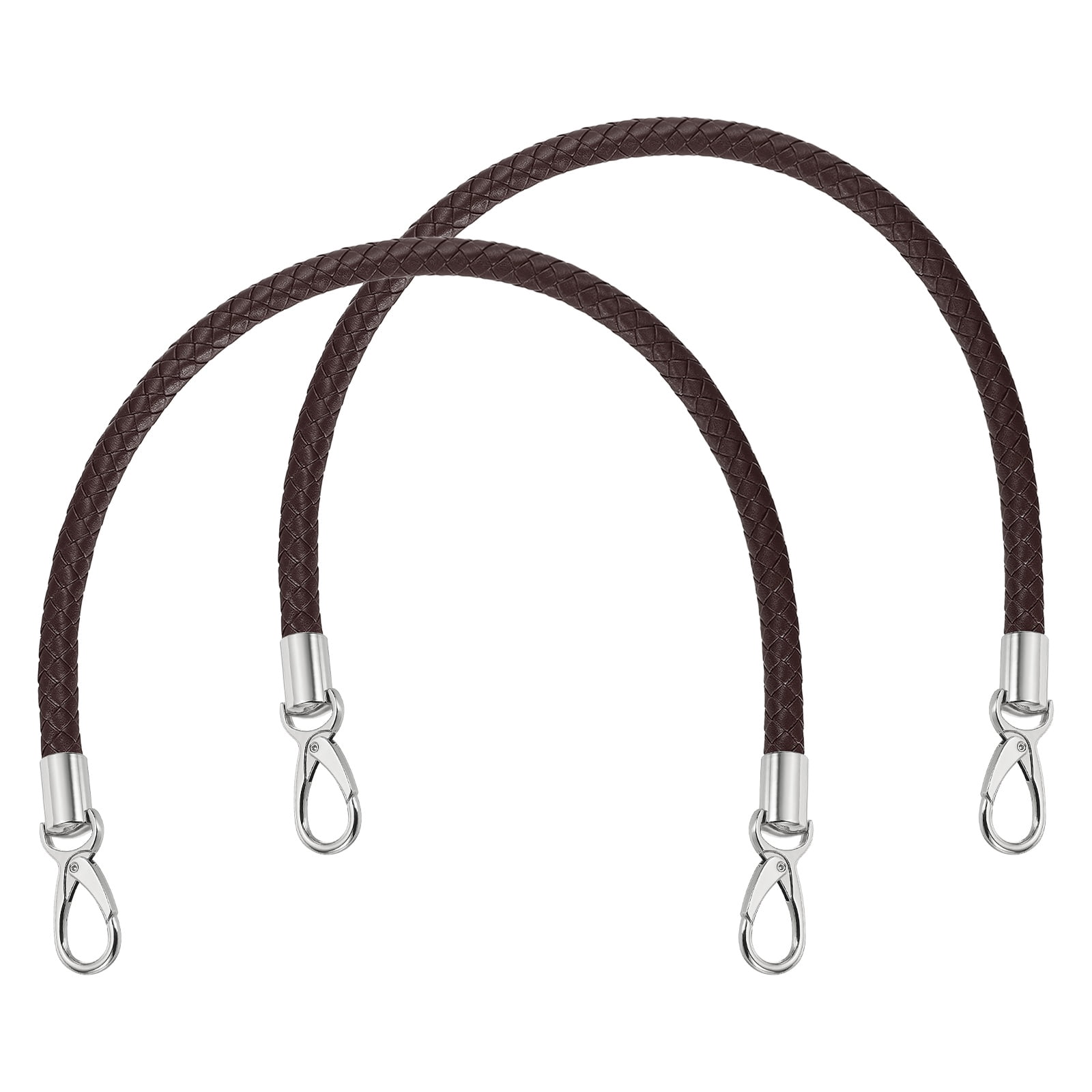 Uxcell 2 Pcs Braided Purse Strap, 65cm 25.6" PU Leather Shoulder Purse Strap for Handbag Bag Handle Replacement for DIY Making Handbag Underarm Bag, Dark Coffee (Silver Buckle)