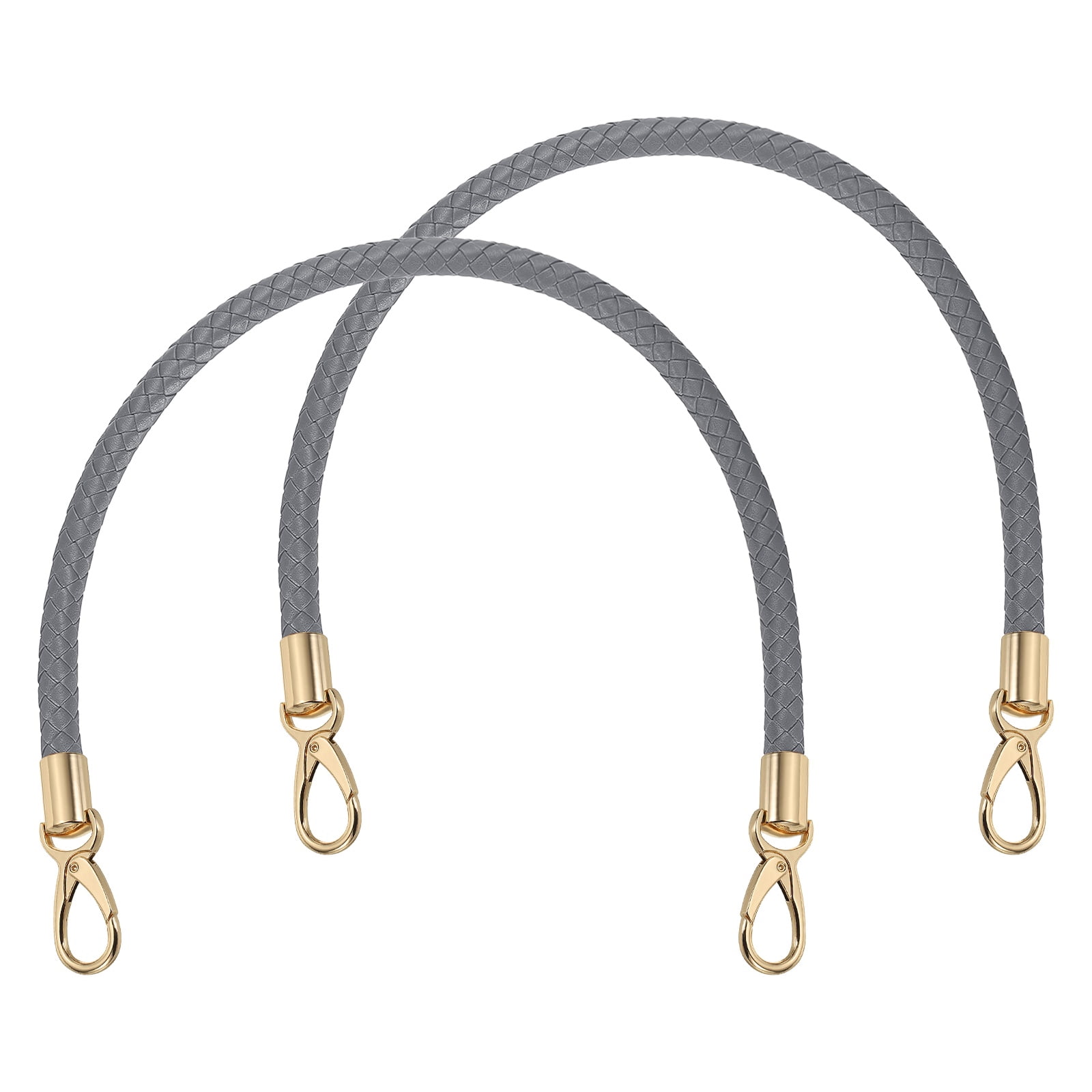 Uxcell 2 Pcs Braided Purse Strap, 65cm 25.6" PU Leather Shoulder Purse Strap for Handbag Bag Handle Replacement for DIY Making Handbag Underarm Bag, Dark Gray (Light Gold Buckle)