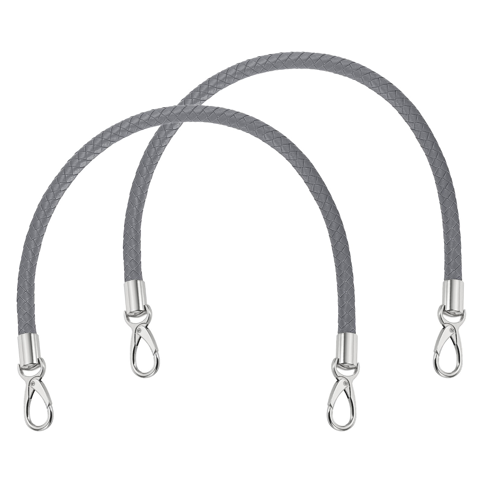 Uxcell 2 Pcs Braided Purse Strap, 65cm 25.6" PU Leather Shoulder Purse Strap for Handbag Bag Handle Replacement for DIY Making Handbag Underarm Bag, Dark Gray (Silver Buckle)