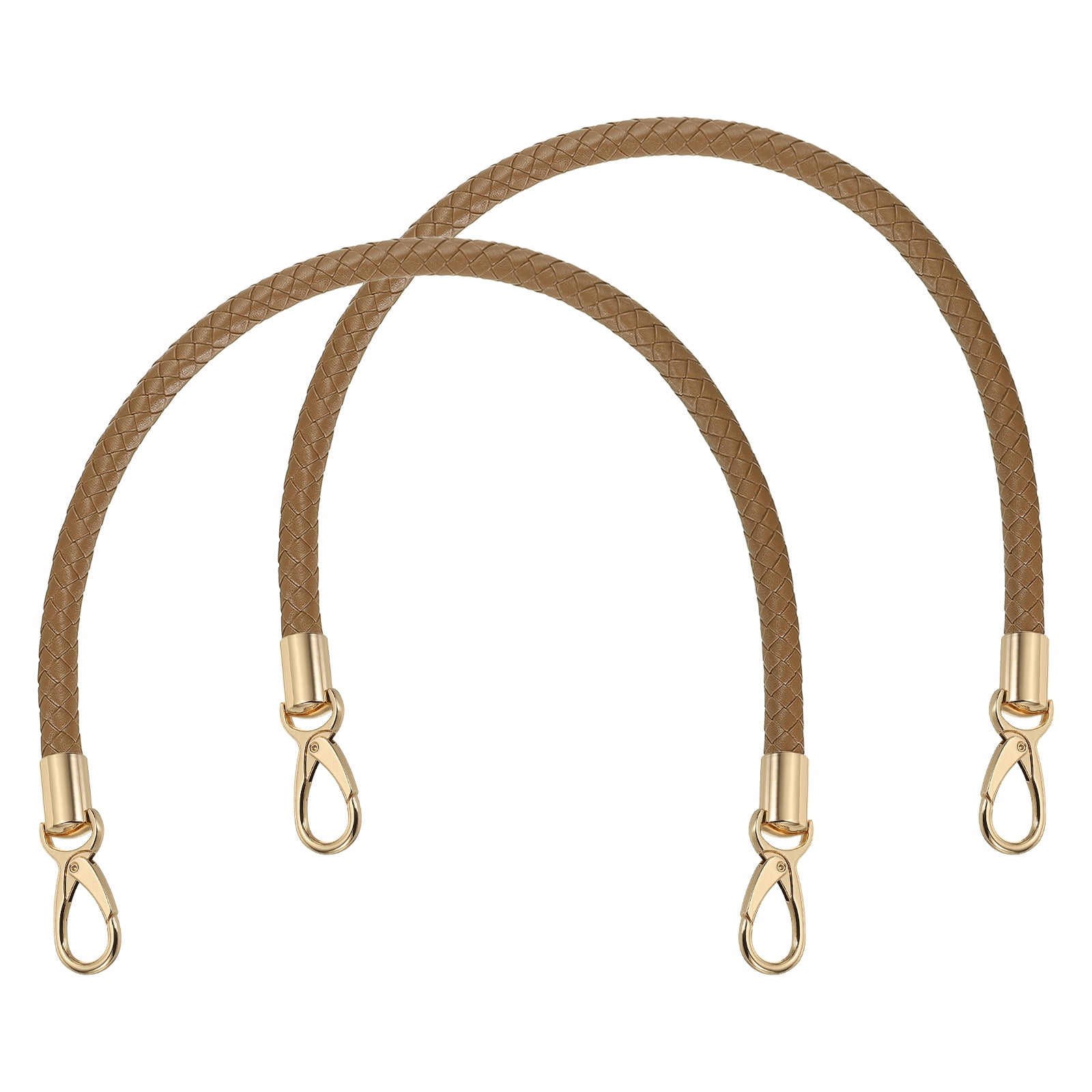 Uxcell 2 Pcs Braided Purse Strap, 65cm 25.6" PU Leather Shoulder Purse Strap for Handbag Bag Handle Replacement for DIY Making Handbag Underarm Bag, Dark Khaki (Light Gold Buckle)