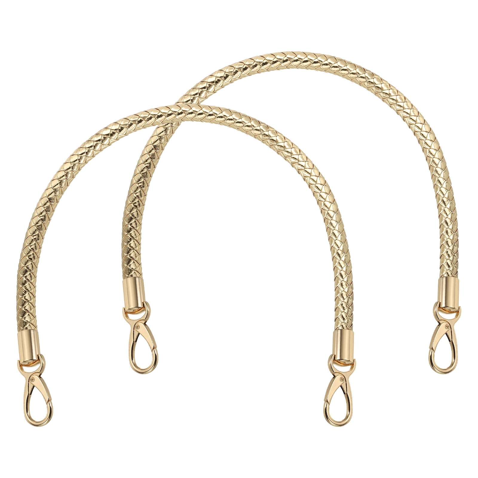 Uxcell 2 Pcs Braided Purse Strap, 65cm 25.6" PU Leather Shoulder Purse Strap for Handbag Bag Handle Replacement for DIY Making Handbag Underarm Bag, Light Gold (Light Gold Buckle)