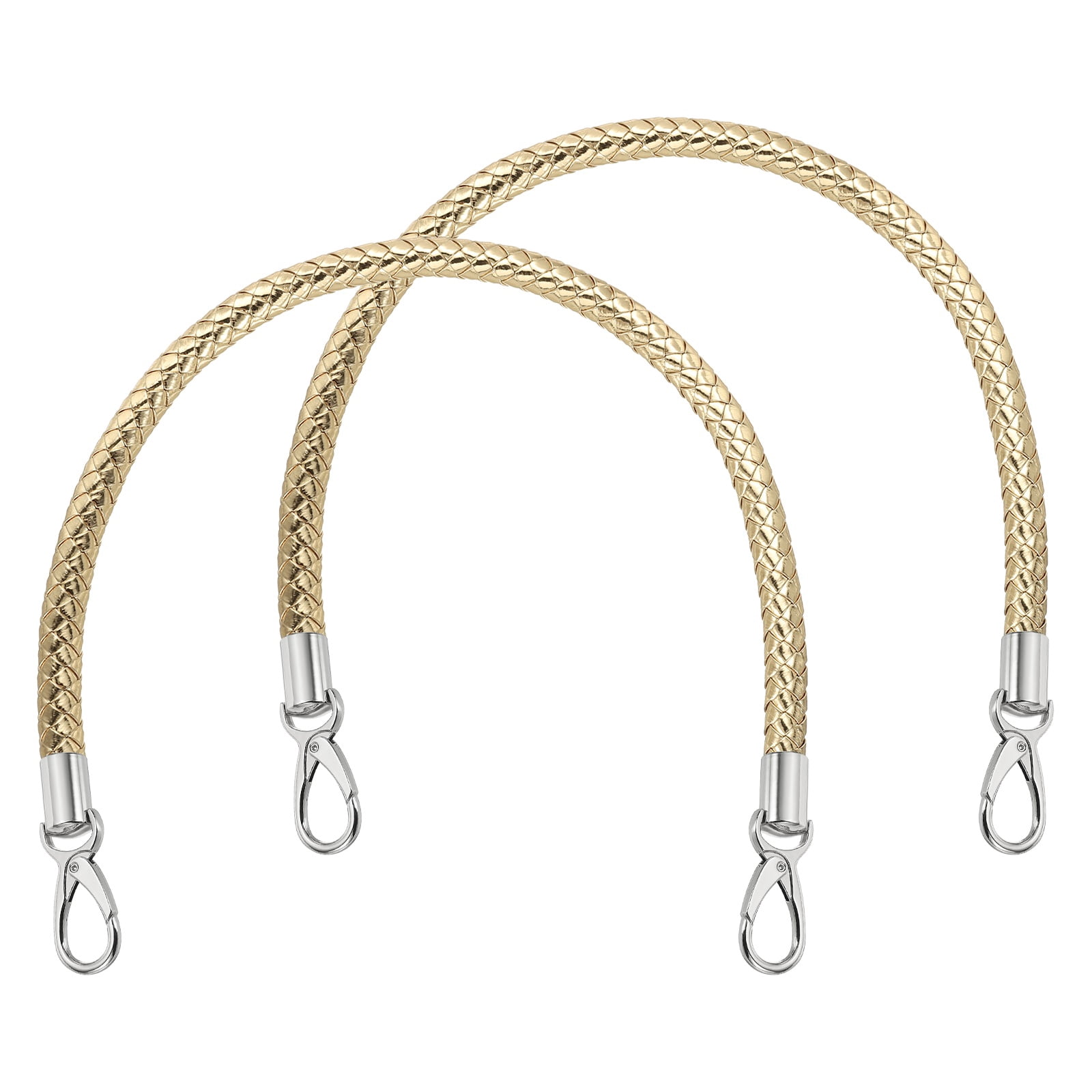 Uxcell 2 Pcs Braided Purse Strap, 65cm 25.6" PU Leather Shoulder Purse Strap for Handbag Bag Handle Replacement for DIY Making Handbag Underarm Bag, Light Gold (Silver Buckle)