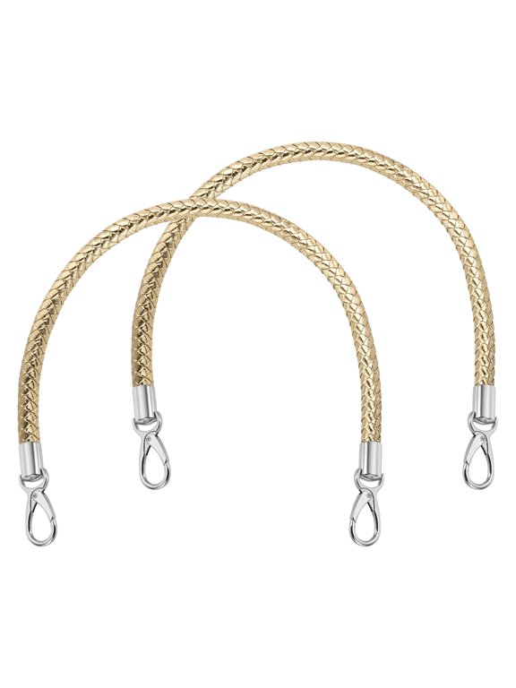 2 Pcs Braided Purse Strap, 65cm 25.6" PU Leather Shoulder Purse Strap for Handbag Bag Handle Replacement for DIY Making Handbag Underarm Bag, Light Gold (Silver Buckle)