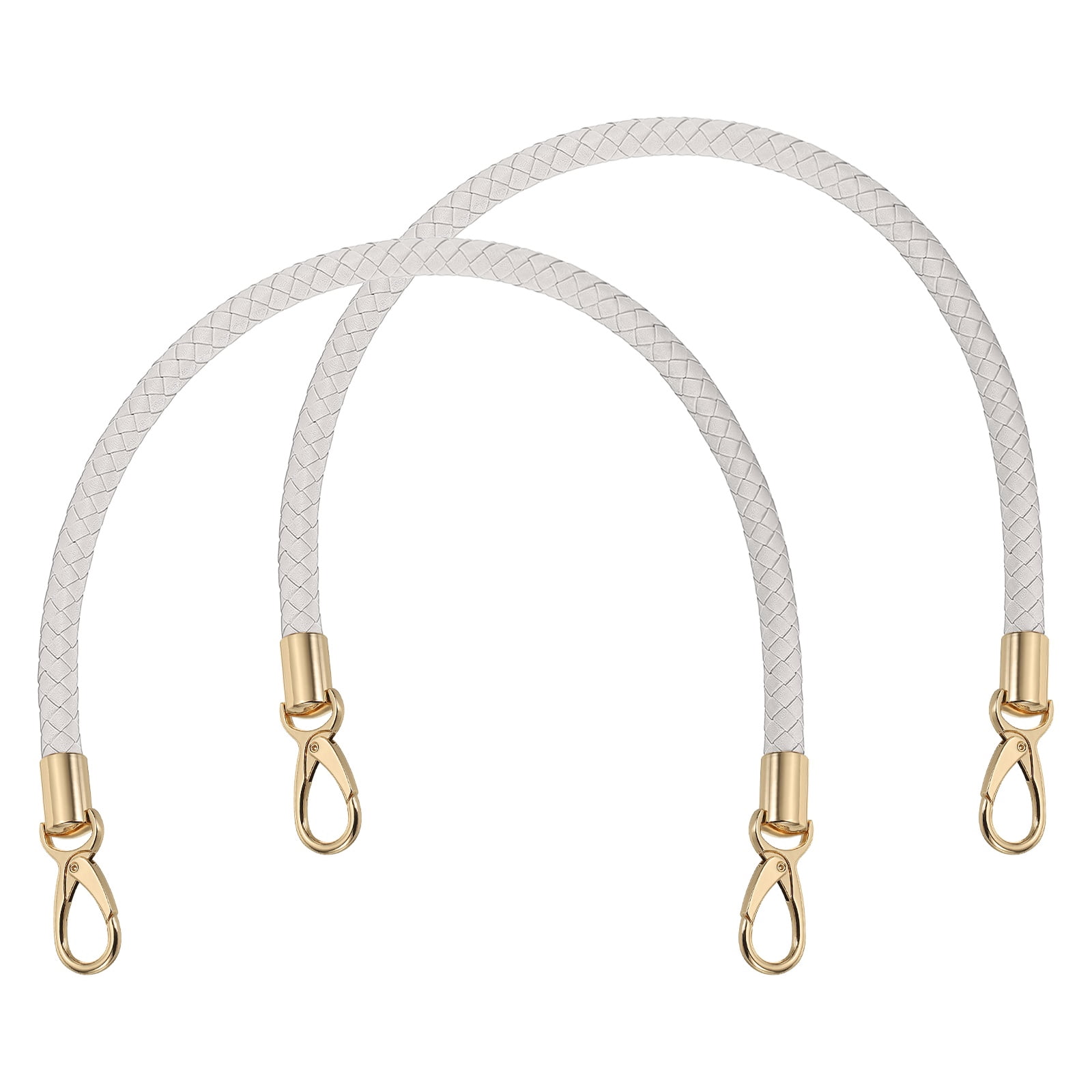 Uxcell 2 Pcs Braided Purse Strap, 65cm 25.6" PU Leather Shoulder Purse Strap for Handbag Bag Handle Replacement for DIY Making Handbag Underarm Bag, Light Gray (Light Gold Buckle)