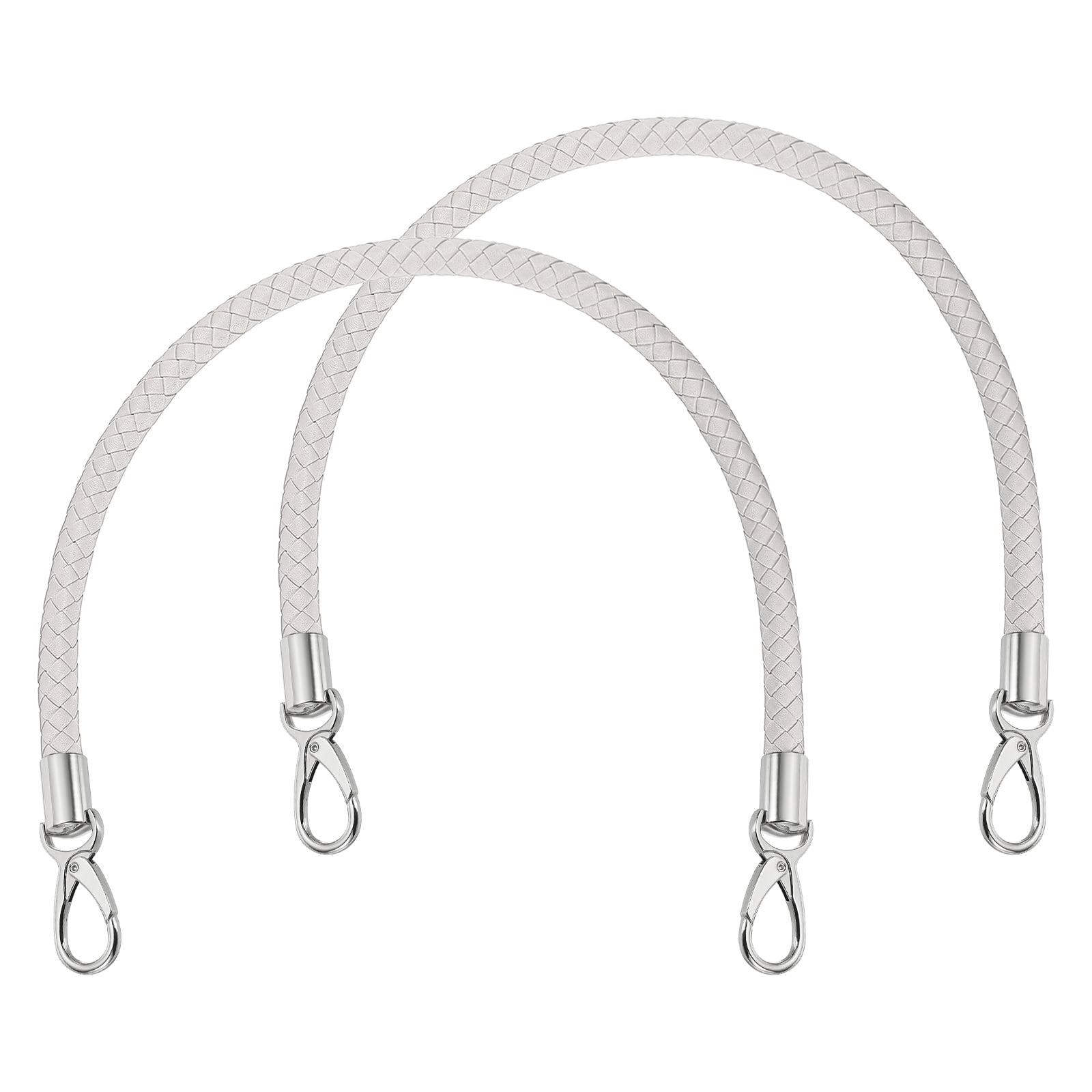Uxcell 2 Pcs Braided Purse Strap, 65cm 25.6" PU Leather Shoulder Purse Strap for Handbag Bag Handle Replacement for DIY Making Handbag Underarm Bag, Light Gray (Silver Buckle)
