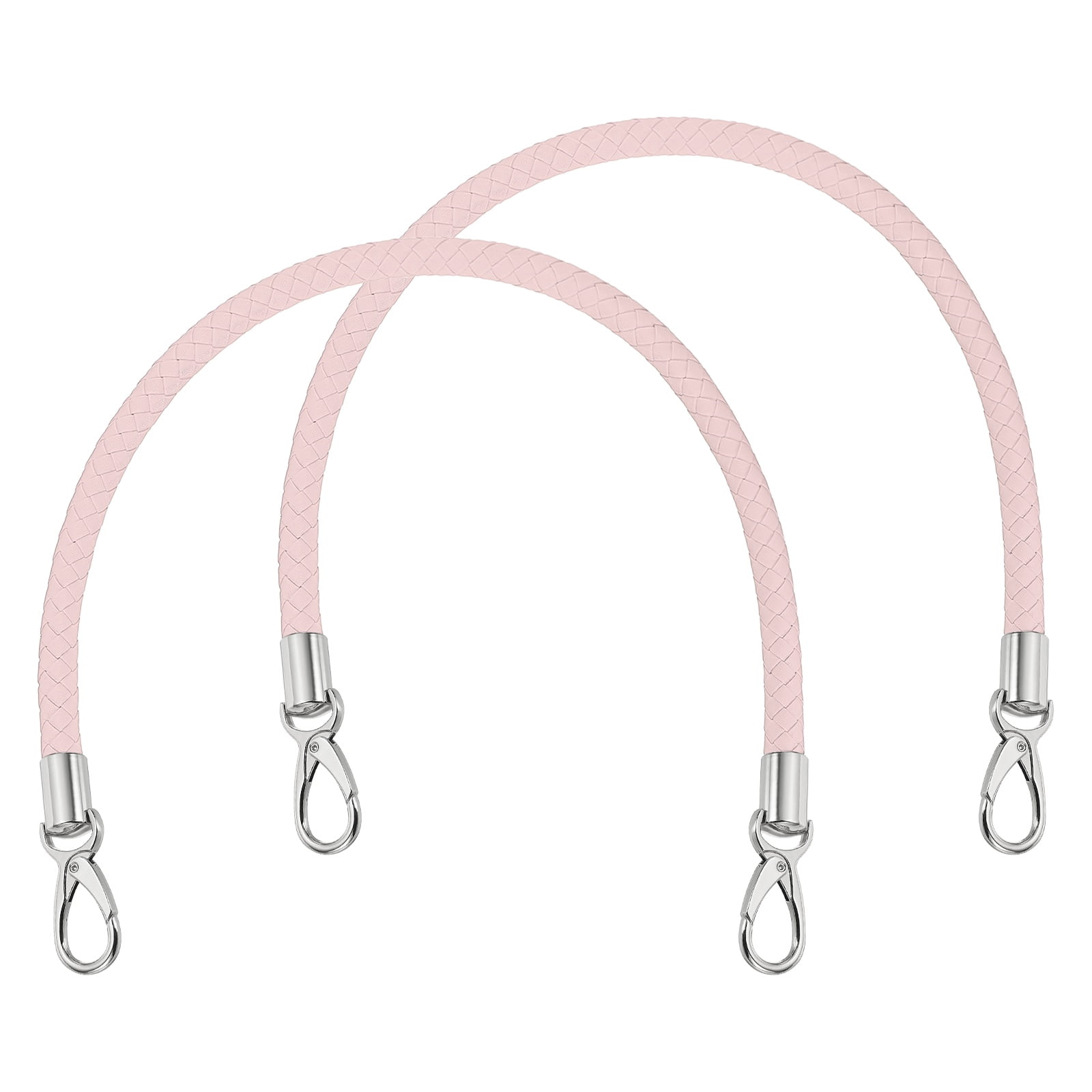 Uxcell 2 Pcs Braided Purse Strap, 65cm 25.6" PU Leather Shoulder Purse Strap for Handbag Bag Handle Replacement for DIY Making Handbag Underarm Bag, Light Pink (Silver Buckle)