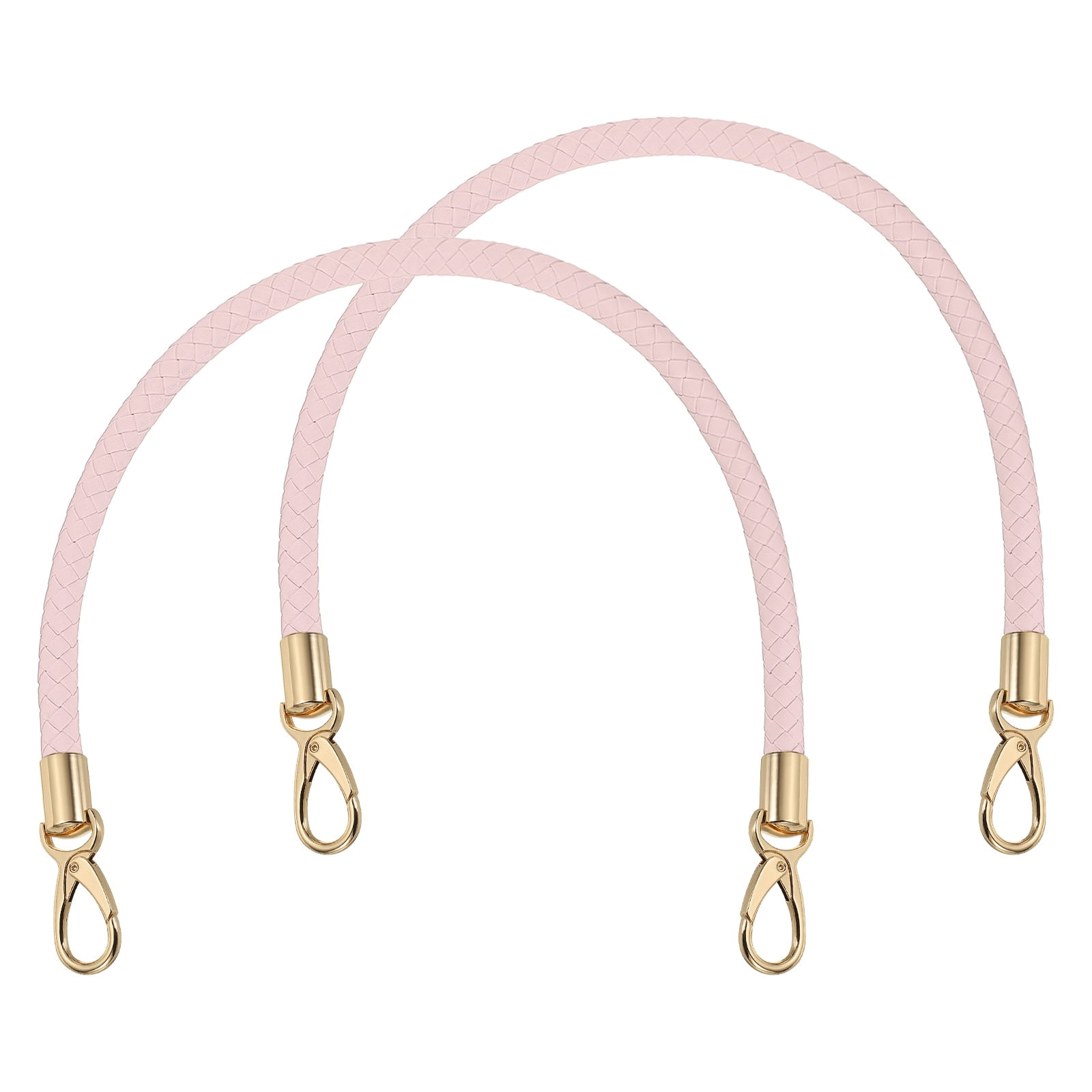 Uxcell 2 Pcs Braided Purse Strap, 65cm 25.6" PU Leather Shoulder Purse Strap for Handbag Bag Handle Replacement for DIY Making Handbag Underarm Bag, Light Pink (Light Gold Buckle)