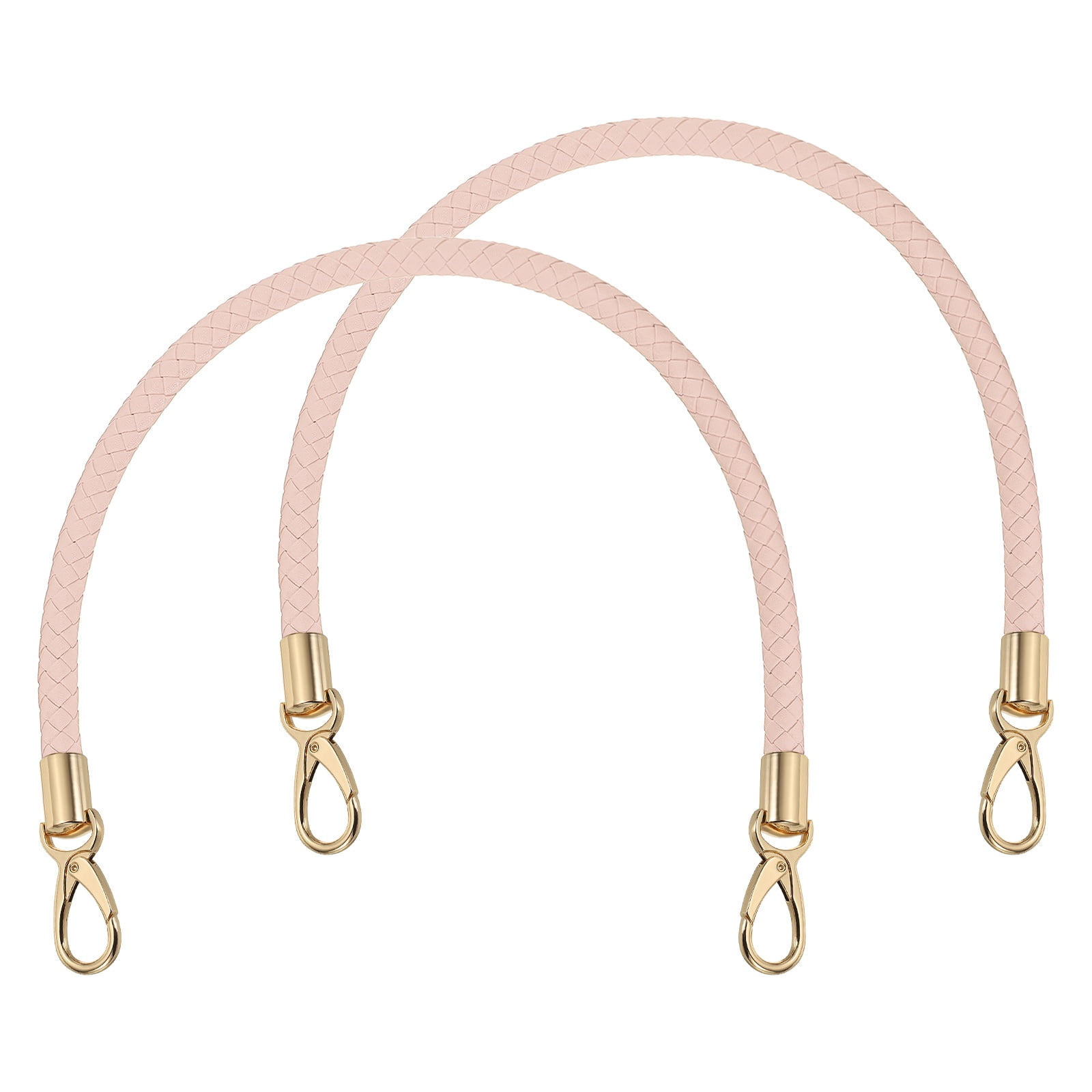 Uxcell 2 Pcs Braided Purse Strap, 65cm 25.6" PU Leather Shoulder Purse Strap for Handbag Bag Handle Replacement for DIY Making Handbag Underarm Bag, Pink (Light Gold Buckle)