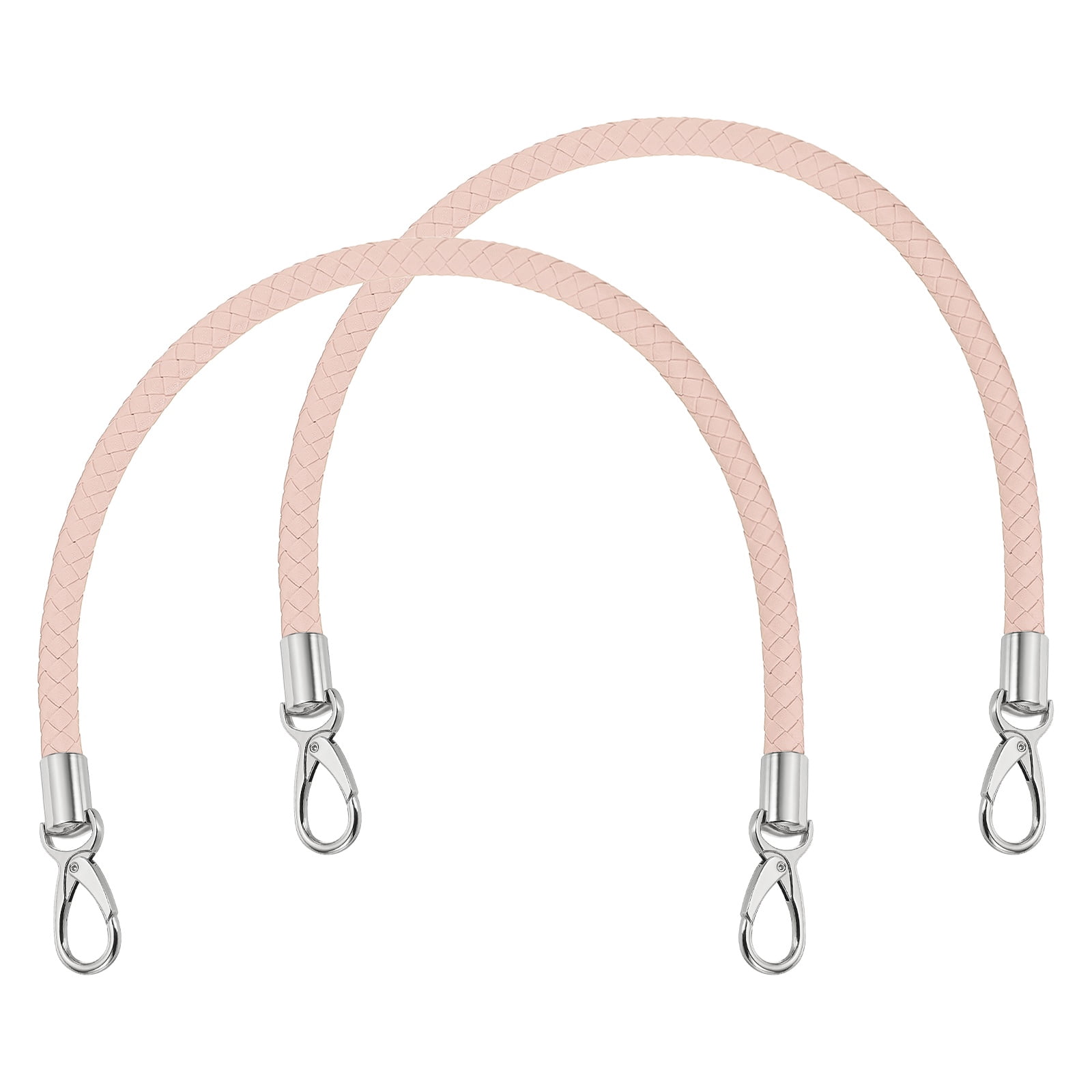 Uxcell 2 Pcs Braided Purse Strap, 65cm 25.6" PU Leather Shoulder Purse Strap for Handbag Bag Handle Replacement for DIY Making Handbag Underarm Bag, Pink (Silver Buckle)