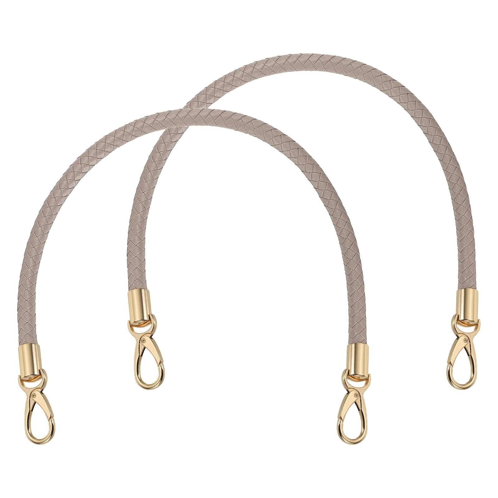 Uxcell 2 Pcs Braided Purse Strap, 65cm 25.6" PU Leather Shoulder Purse Strap for Handbag Bag Handle Replacement for DIY Making Handbag Underarm Bag, Taupe (Light Gold Buckle)