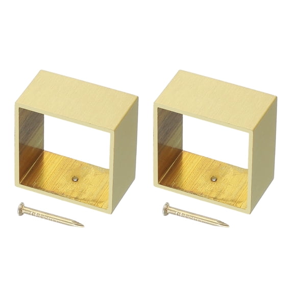Uxcell 2 Pcs Brass Furniture Foot Cover, 1.26 x 1.38 x 0.79 Inch Square Furniture Pads Leg Cover Gold Table Foot Cap Floor Protector for Chair, Table, Sofa, Bed