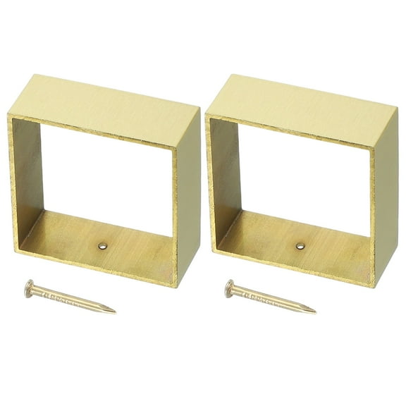 Uxcell 2 Pcs Brass Furniture Foot Cover, 1.85 x 1.97 x 0.79 Inch Square Furniture Pads Leg Cover Gold Table Foot Cap Floor Protector for Chair, Table, Sofa, Bed