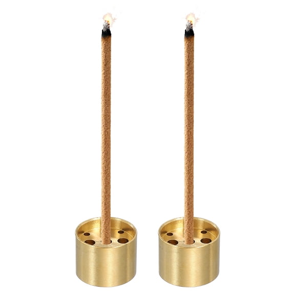 Uxcell 2 Pcs Brass Incense Holder, 0.7 Inch Incense Burner Holder Medium Cone Stick Burner with 9 Holes for Home, Gold
