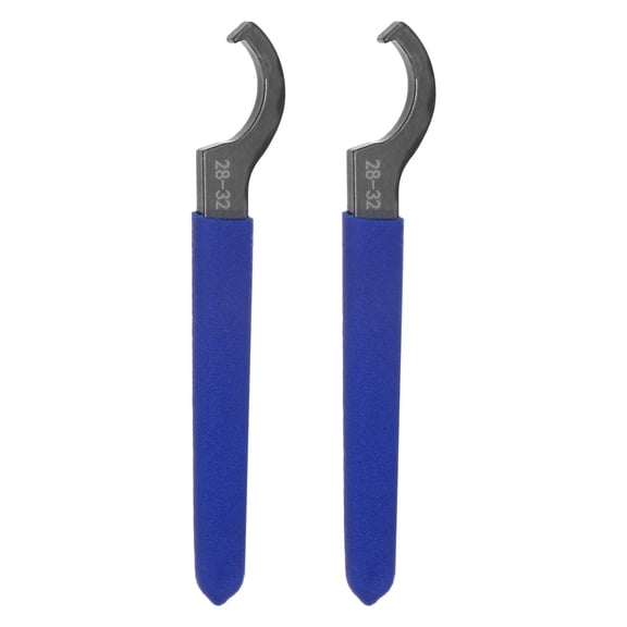 Uxcell 2 Pcs C Hook Spanner Wrench for Lathe Clamping 28-32 Collet Chuck Nut With Blue Non-slip Handle