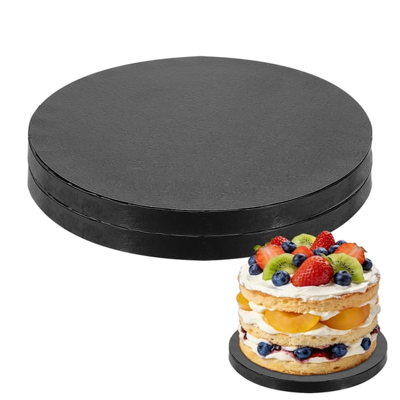 Uxcell 2 Pcs Cake Boards, 6 Inch Round Cake Drums Circle Cardboard Base Waterproof Oil-Proof for Pizza Dessert Display Parties Weddings Birthdays Supplies, Black