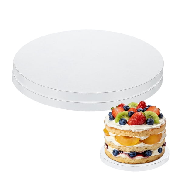 Uxcell 2 Pcs Cake Boards, 8 Inch Round Cake Drums Circle Cardboard Base Waterproof Oil-Proof for Pizza Dessert Display Parties Weddings Birthdays Supplies, White