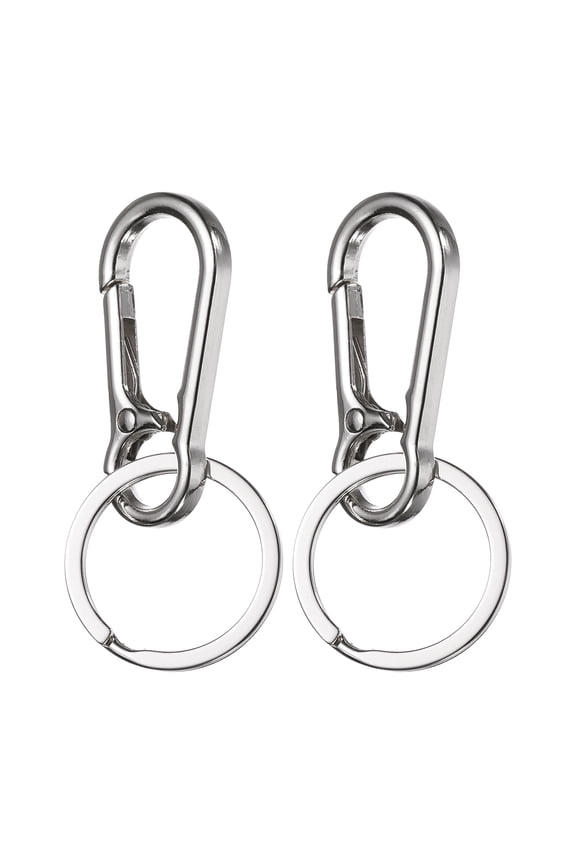 2 Pcs Car Key Chain Ring Clip 2.8 Inch Metal Keychain Key Fob Wristlet Keychain Fit Women Men for Home Car, Silver