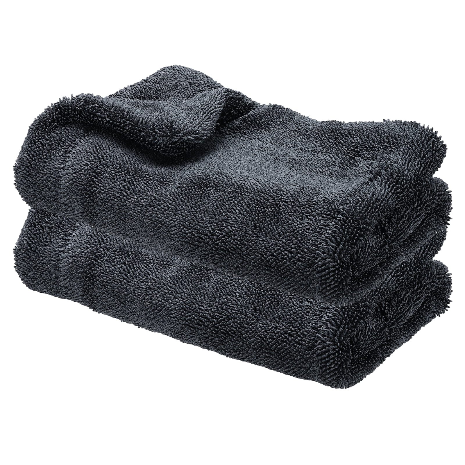 Uxcell 2 Pcs Car Microfiber Towels 15.75 x 15.75 Inch Ultra Absorbent Microfiber Towel Care Polishing Detailing Waxing Cloths Double Layer for Car Kitchen Window, Grey(1300GSM)