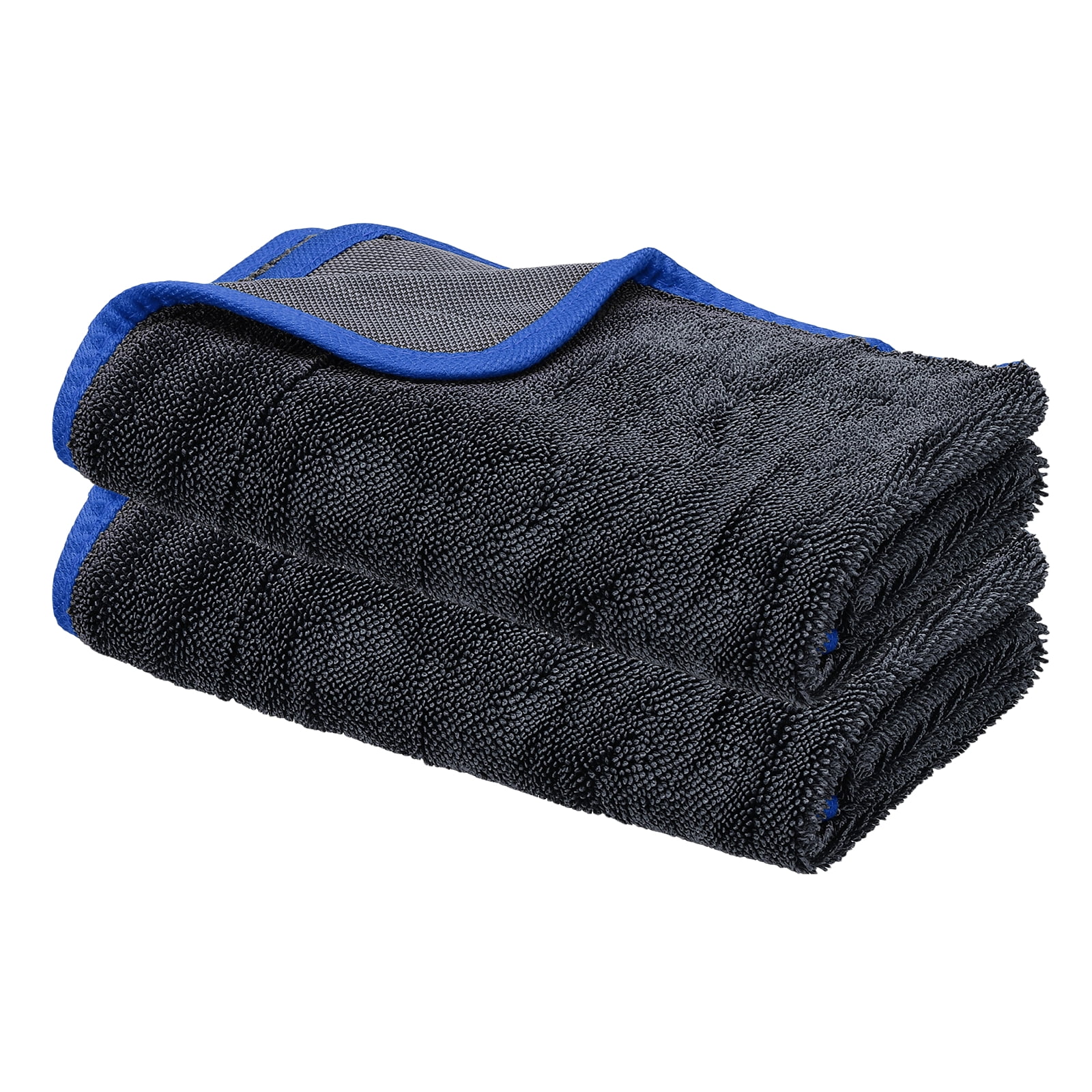 Uxcell 2 Pcs Car Microfiber Towels 15.75 x 23.62 Inch Ultra Absorbent Microfiber Towel Care Polishing Detailing Waxing Cloths Single Layer for Car Kitchen Window, Grey/Blue(600GSM)