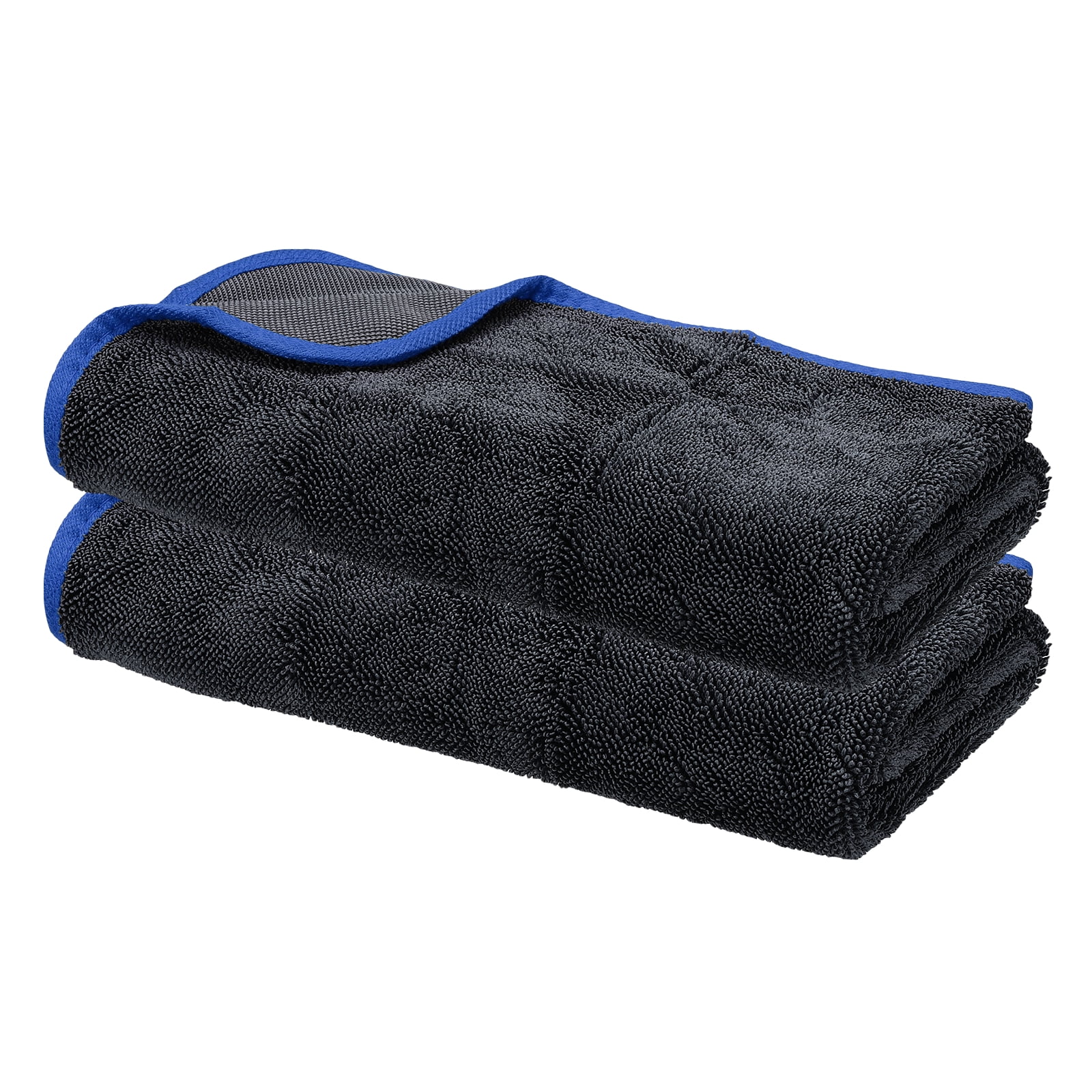 Uxcell 2 Pcs Car Microfiber Towels 19.69 x 23.62 Inch Ultra Absorbent Microfiber Towel Care Polishing Detailing Waxing Cloths Single Layer for Car Kitchen Window, Grey/Blue(600GSM)