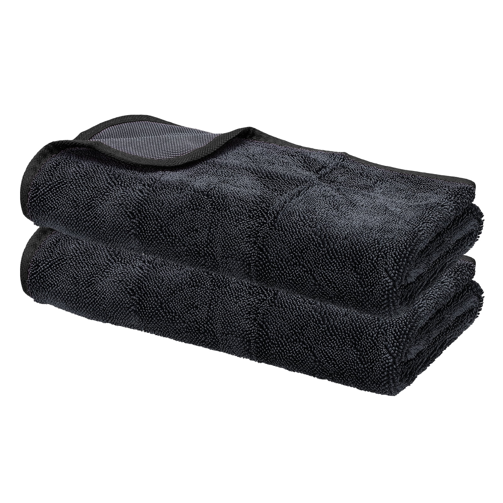 Uxcell 2 Pcs Car Microfiber Towels 19.69 x 23.62 Inch Ultra Absorbent Microfiber Towel Care Polishing Detailing Waxing Cloths Single Layer for Car Kitchen Window, Grey/Black(500GSM)