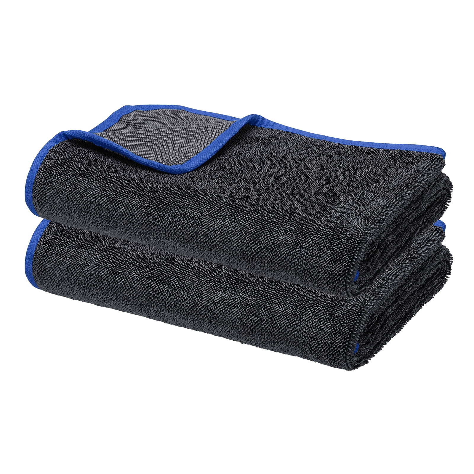 Uxcell 2 Pcs Car Microfiber Towels 19.69 x 31.5 Inch Ultra Absorbent Microfiber Towel Care Polishing Detailing Waxing Cloths Single Layer for Car Kitchen Window, Grey/Blue(500GSM)