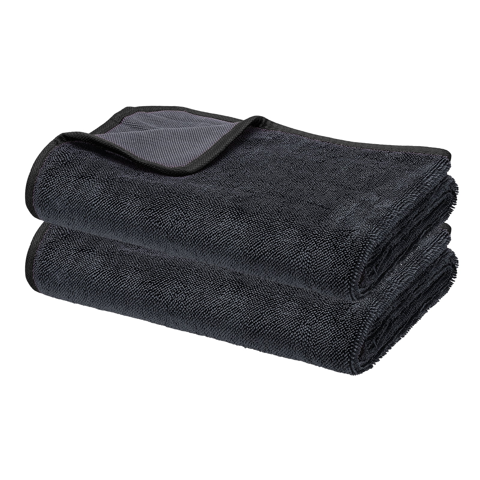 Uxcell 2 Pcs Car Microfiber Towels 19.69 x 31.5 Inch Ultra Absorbent Microfiber Towel Care Polishing Detailing Waxing Cloths Single Layer for Car Kitchen Window, Grey/Black(500GSM)
