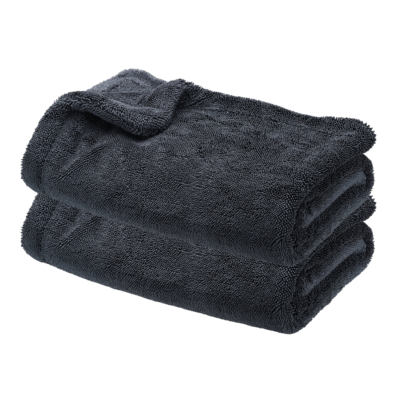 Uxcell 2 Pcs Car Microfiber Towels 23.62 x 35.43 Inch Ultra Absorbent Microfiber Towel Care Polishing Detailing Waxing Cloths Double Layer for Car Kitchen Window, Grey(1300GSM)