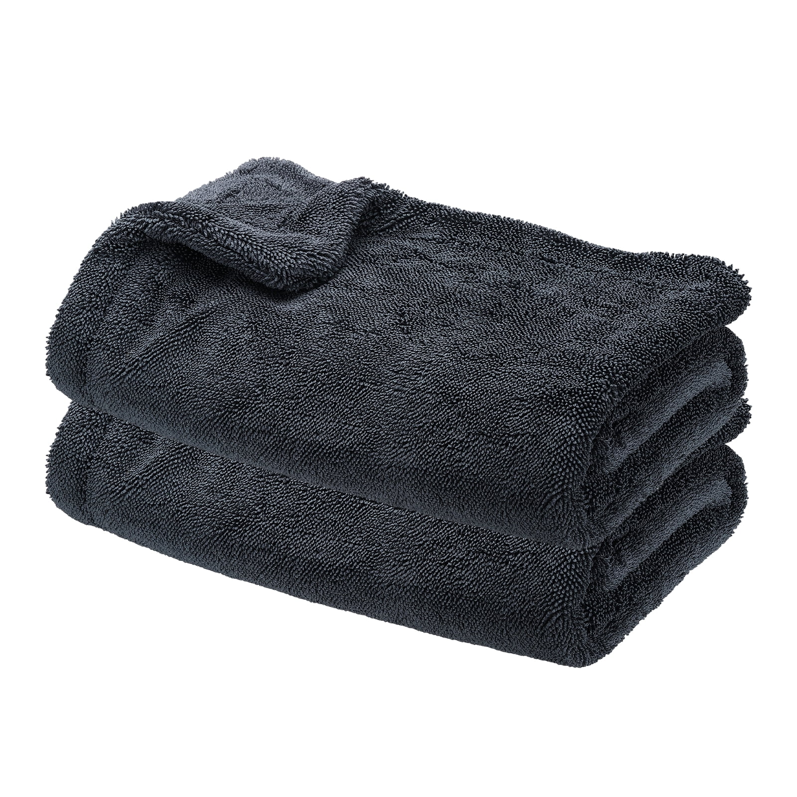 Uxcell 2 Pcs Car Microfiber Towels 23.62 x 35.43 Inch Ultra Absorbent Microfiber Towel Care Polishing Detailing Waxing Cloths Double Layer for Car Kitchen Window, Grey(850GSM)