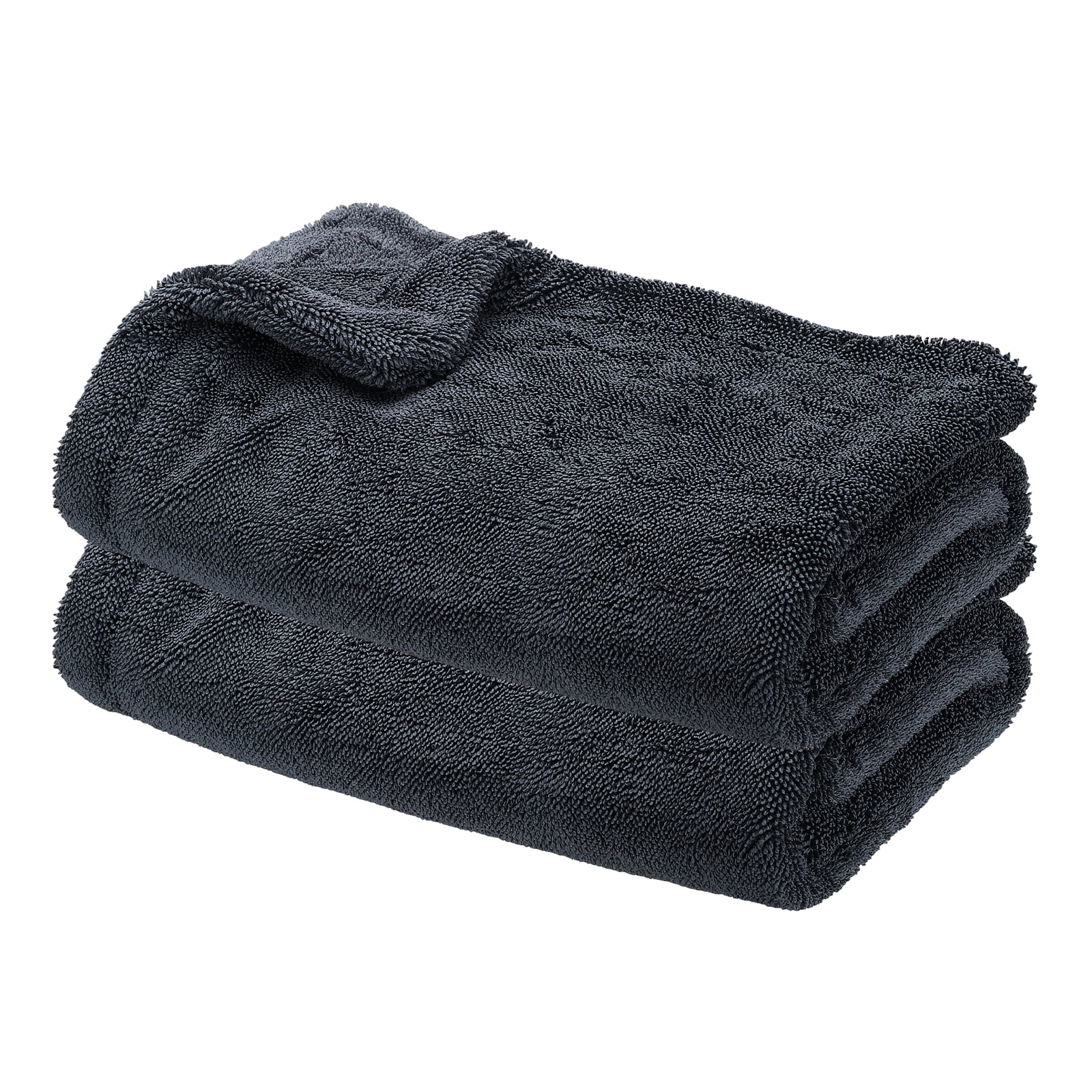 Uxcell 2 Pcs Car Microfiber Towels 23.62 x 35.43 Inch Ultra Absorbent Microfiber Towel Care Polishing Detailing Waxing Cloths Double Layer for Car Kitchen Window, Grey(1100GSM)