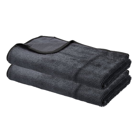 Uxcell 2 Pcs Car Microfiber Towels 23.62 x 35.43 Inch Ultra Absorbent Microfiber Towel Care Polishing Detailing Waxing Cloths Single Layer for Car Kitchen Window, Grey/Black(600GSM)