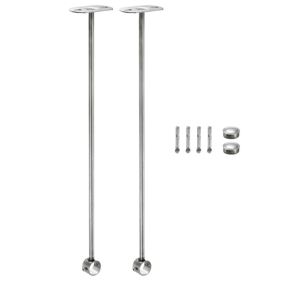 Uxcell 2 Pcs Ceiling Mount Bracket, Wardrobe Pipe Bracket, 0.98 inch Dia, Shower Curtain Closet Wardrobe Rod Lever Support Holder Pipe Flange Socket 19.68 inch Height