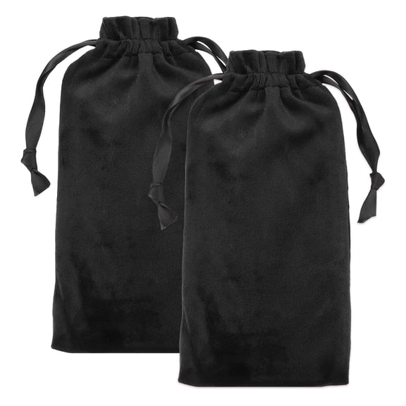 Uxcell 2 Pcs Cell Phone Sleeves (Size M) - Soft Phone Storage Pouch Organizer Velvet Drawstring Pouch Bag for Smartphone/Sunglasses/Ski Goggle/Jewelry, Black