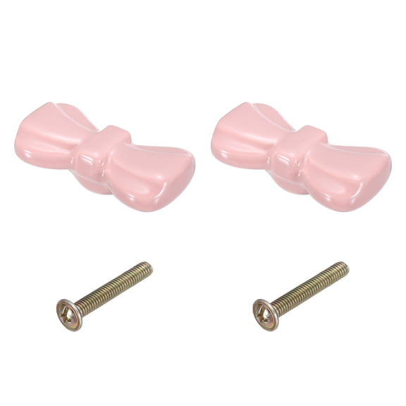 Uxcell 2 Pcs Ceramic Cabinet Knobs, Butterfly Shape Dresser Knobs Hardware with Screws, Suitable for Door Drawer Closets Cupboards Bookcases, Light Pink