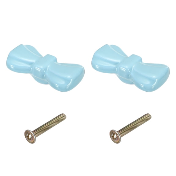 Uxcell 2 Pcs Ceramic Cabinet Knobs, Butterfly Shape Dresser Knobs Hardware with Screws, Suitable for Door Drawer Closets Cupboards Bookcases, Blue