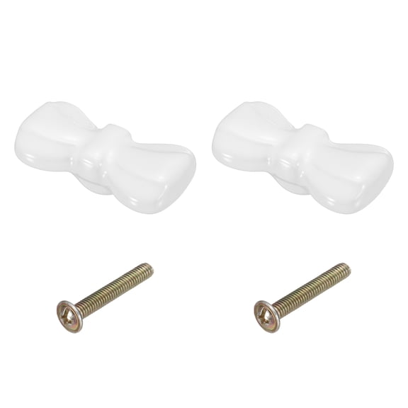 Uxcell 2 Pcs Ceramic Cabinet Knobs, Butterfly Shape Dresser Knobs Hardware with Screws, Suitable for Door Drawer Closets Cupboards Bookcases, White