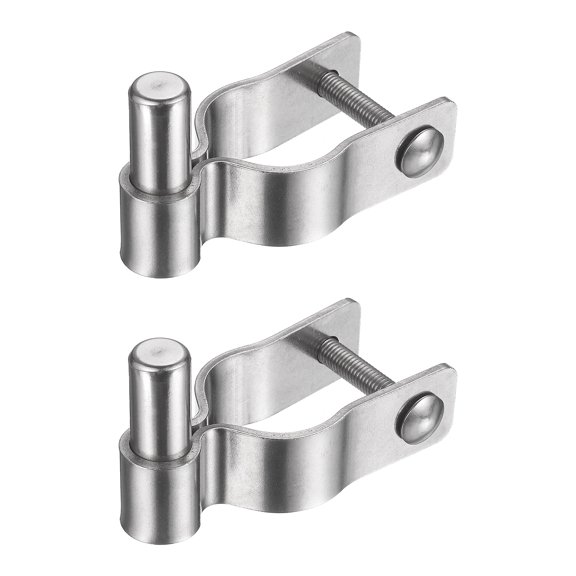 Uxcell 2 Pcs Chain Link Fence Gate Post Hinge 1-3/8" Heavy Duty , 304 Stainless Steel Gate Frame Male Hinge with Bolts & Nuts for Outside Round Pipe,Silver