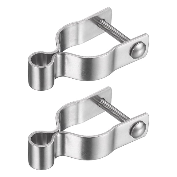 Uxcell 2 Pcs Chain Link Fence Gate Post Hinge 1-7/8" Heavy Duty , 304 Stainless Steel Gate Frame Female Hinge with Bolts & Nuts for Outside Round Pipe,Silver